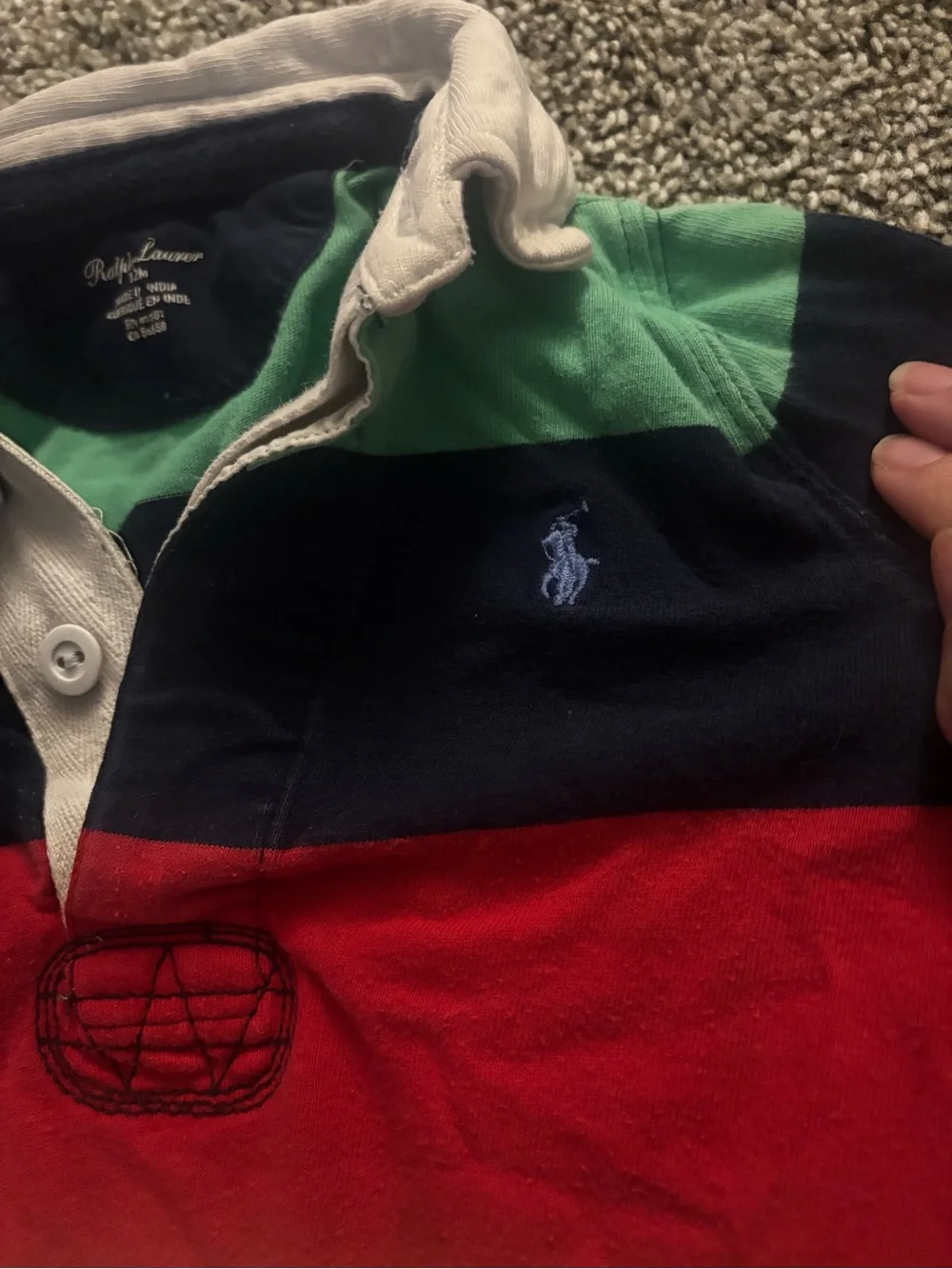 Ralph Lauren Striped Polo Romper in Navy, Red, Yellow, Blue, Green